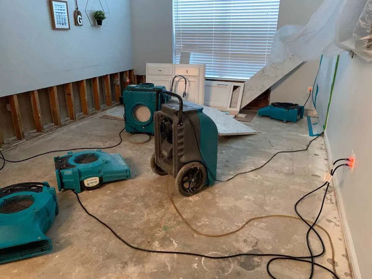 Dehumidifier in flood-cut room for Water Damage Restoration in Hazel Dell